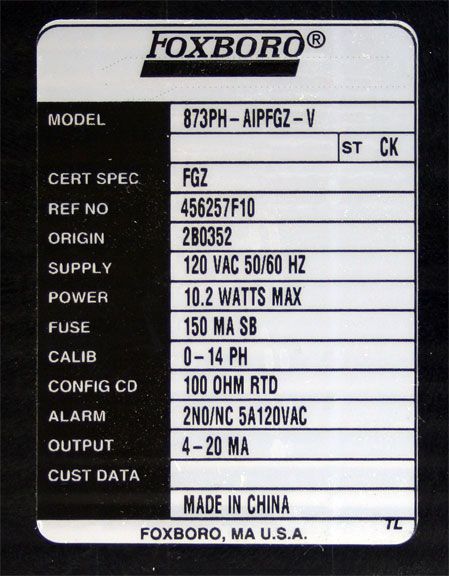 Foxboro 873PH Electrochemical Analyzer Controller  