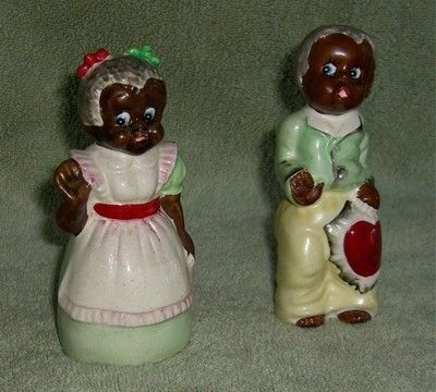   Black Americana Mammy Sweetheart Salt Pepper Shakers Valentine  