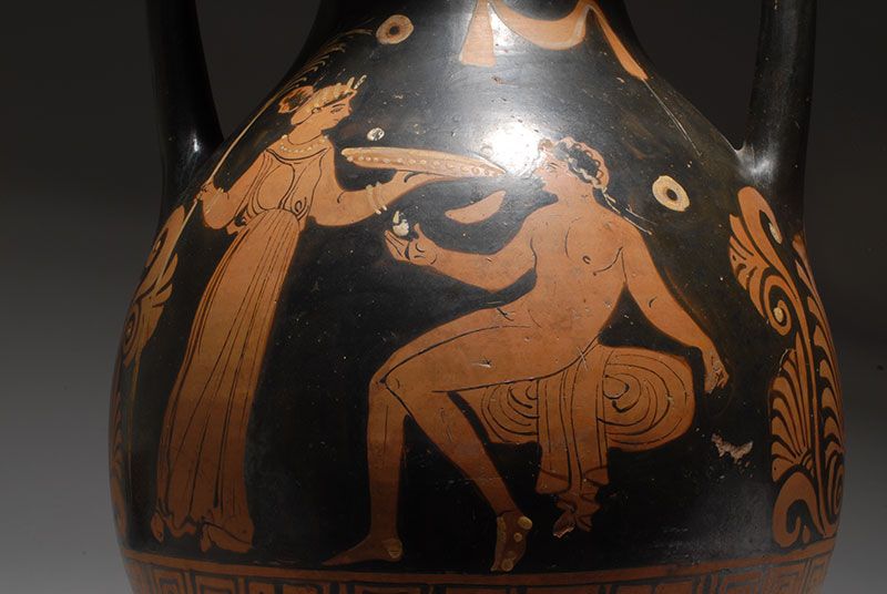 Ancient Greek Apulian Red Figure Pelike Vase  