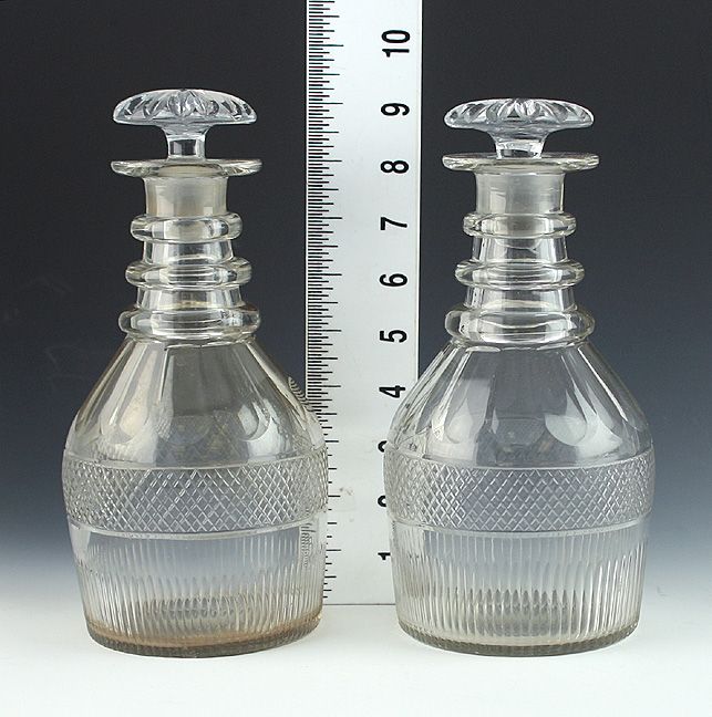 PAIR 18th CENTURY ENGLISH CUT GLASS LIQUOR DECANTERS  