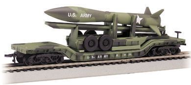 SCALE 52 US ARMY TYPE CENTER DEPRESSED FLAT CAR W/ MISSILE 