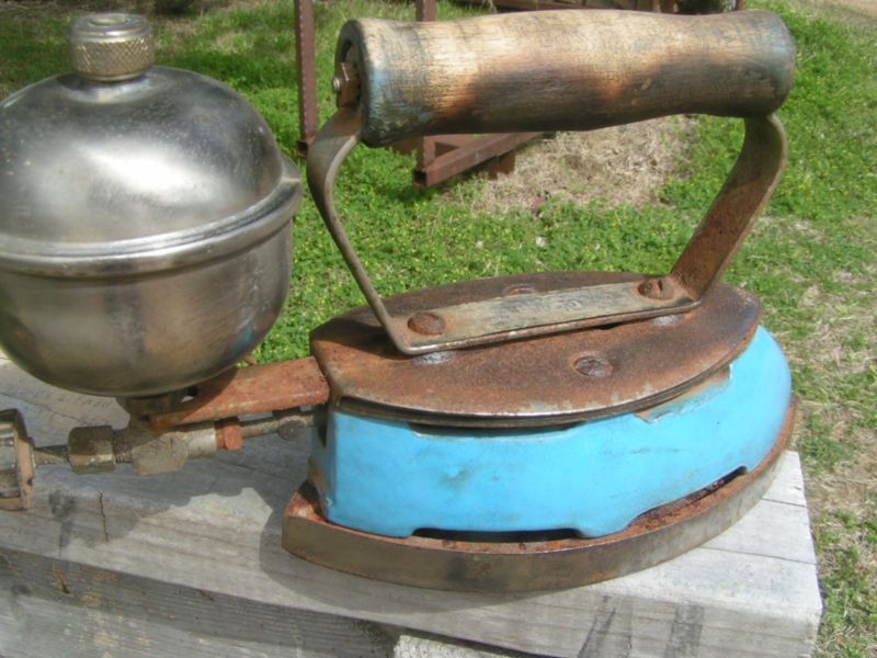 Antique Blue Enamel Porcelain COLEMAN Clothes IRON  