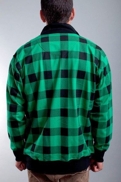 NEW MENS PJ MARK GREEN BLACK BUFFALO PLAID CHECKERED TRACK JACKET SIZE 