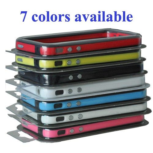 Black Bumper Frame Case for Apple iPhone 4S CDMA 4G TPU Silicone W 