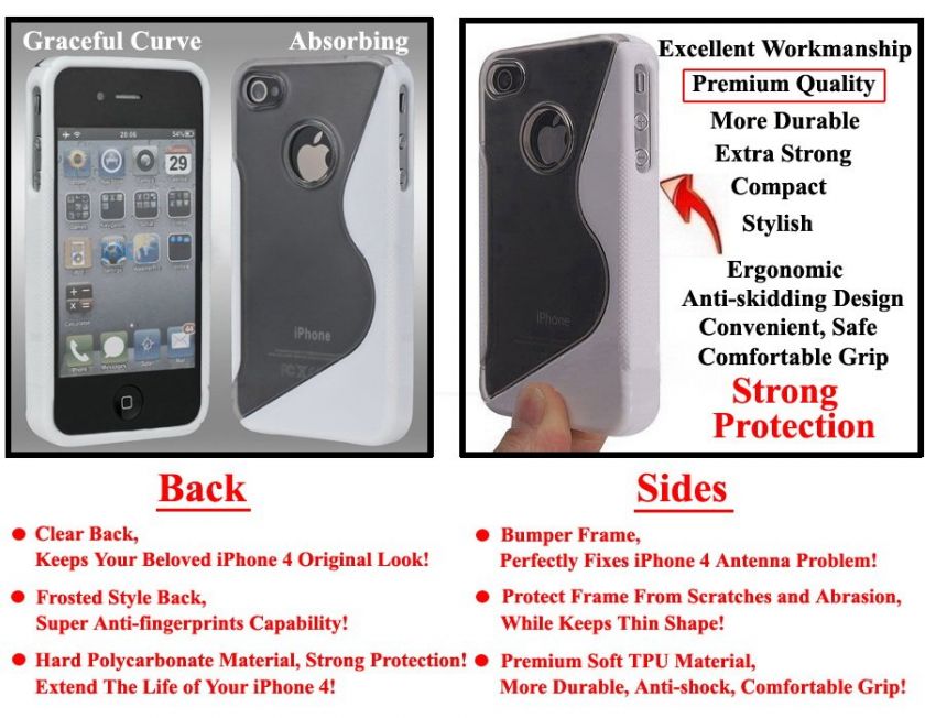 Premium White STRONG TPU Case Skin Cover For iPhone 4  