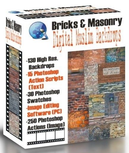   & Masonry Digital Muslin Backdrops For Photoshop, Coral, Ulead, Ect