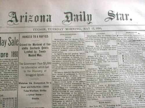 1890 TUCSON Arizona Terr newspaper w WESTERN SADDLE ad  