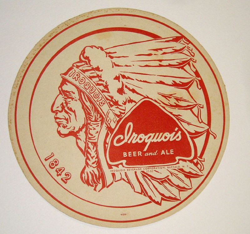 Iroquois Beer Indian 1953 tray liner coaster Buffalo  