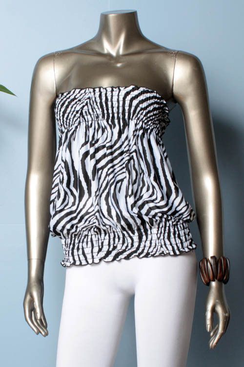 NWT WOMANS ZEBRA PRINT STRAPLESS TUBE TOP  ALL SIZES  