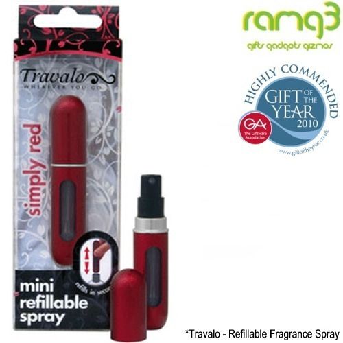 TRAVALO REFILLABLE MINI PERFUME BOTTLE ATOMIZER   RED  