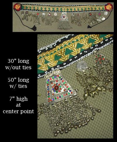 BELT BELLY DANCE KUCHI TRIBAL BEAD APPLIQUE DANGLES 80  