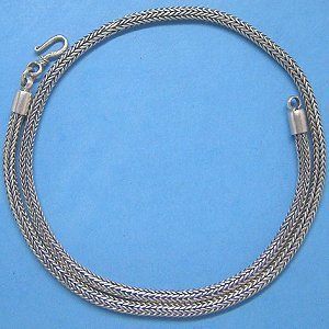 J034 Solid Sterling Silver 20 Bali Snake 4mm Chain Naga Tulang 