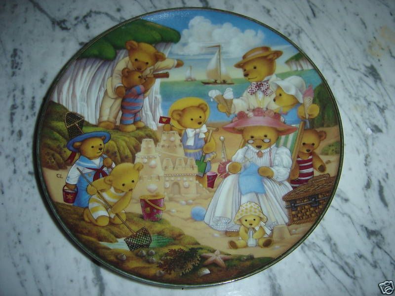 TEDDY BEAR BEACH PARTY FRANKLIN MINT HEIRLOOM PLATE  