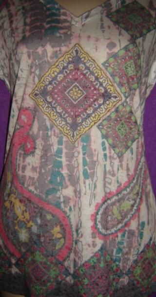 KELLY RENEE Tissue TRIBAL Ethnic TATTOO BURNOUT Jersey Tee T SHIRT Top 