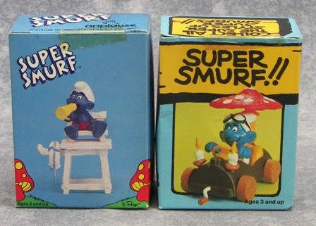 11 Vintage Schleich Peyo SUPER SMURF Artist Log Car Diver Trapeze RARE 