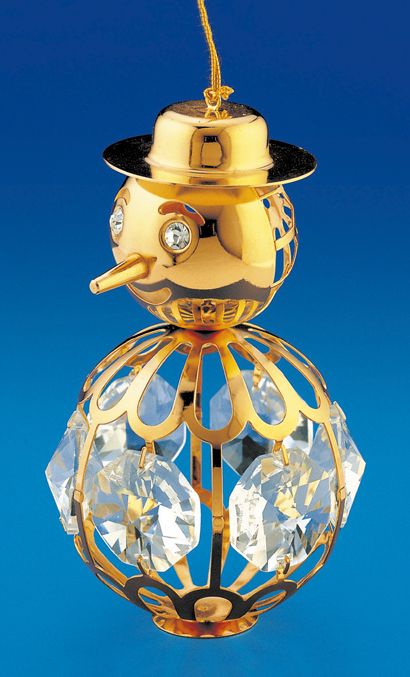 Large SWAROVSKI Crystals BeJeweled 24K GOLD Plated SNOWMAN Figurine 