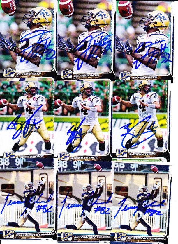 2010 Extreme CFL Terrence Edwards Signed Card BOMBERS  