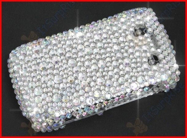 Bling Diamond AB White Full Hard Case Cover for Blackberry Bold 9700 