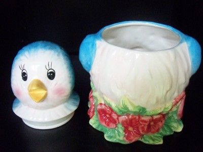 RETRO BLUEBIRD BLUE BIRD COOKIE JAR BISCUIT CANISTER  