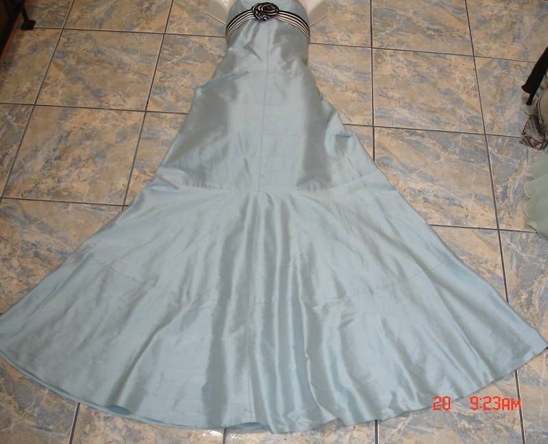 TARA JARMON BLUE TAFFETA LONG SILK DRESS 42 GORGEOUS  