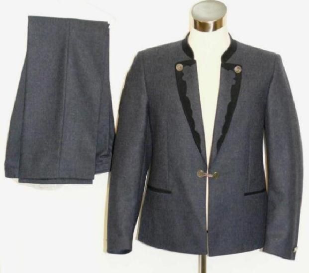 BLUE BOILED WOOL Men German Winter SUIT Jacket 54 M L  