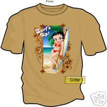 BETTY BOOP ~ SURFS UP SAND W/GLITTER T SHIRT XL  