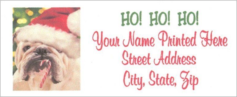 English Bull Dog Christmas Return Address Labels  