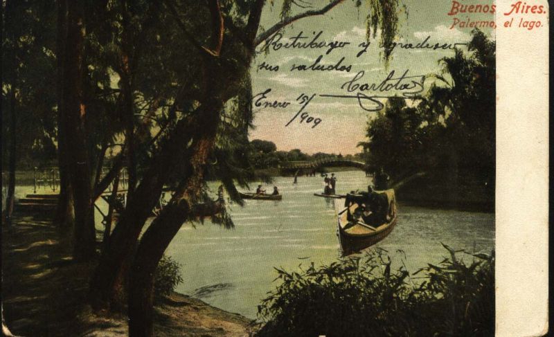 Argentina Buenos Aires mailed 1909 Lago de Palermo  