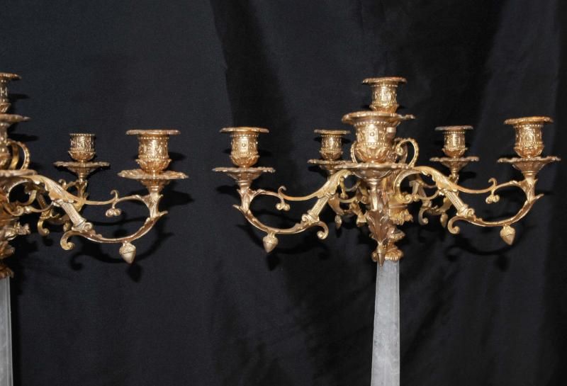 Pair French Empire Cherub Candelabras Ormolu  