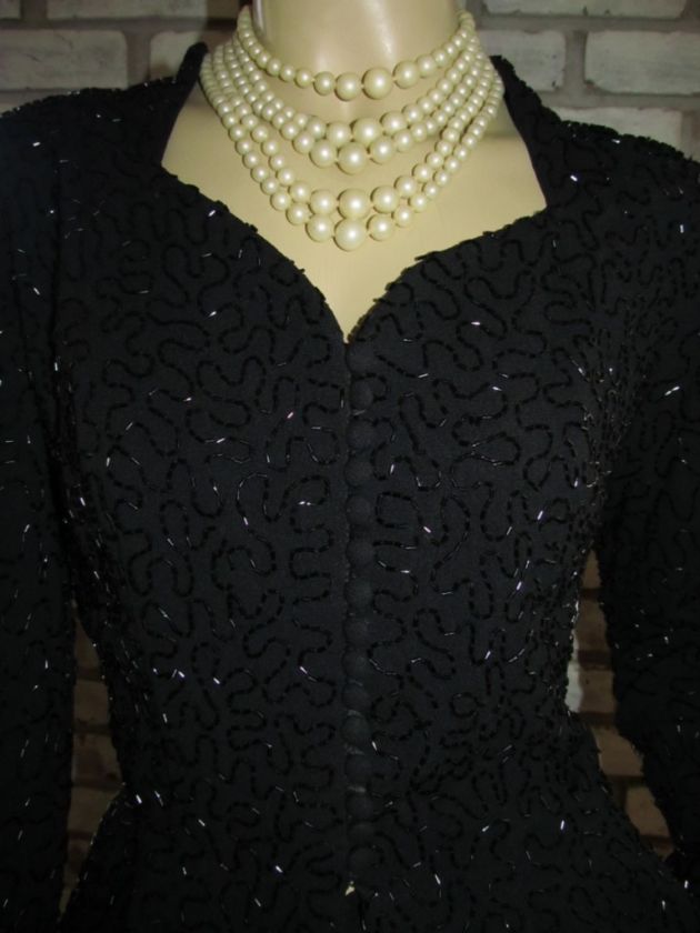 Vtg 1950s CEIL CHAPMAN Hand Beaded BLACK Suit MARILYN MONROES 