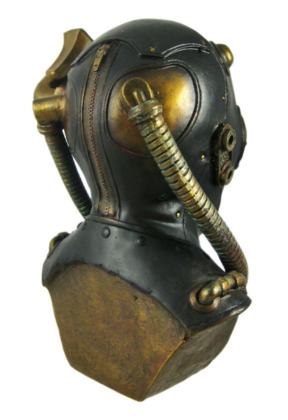 Black Finish Steampunk Gas Mask Bust Statue Steam Punk  