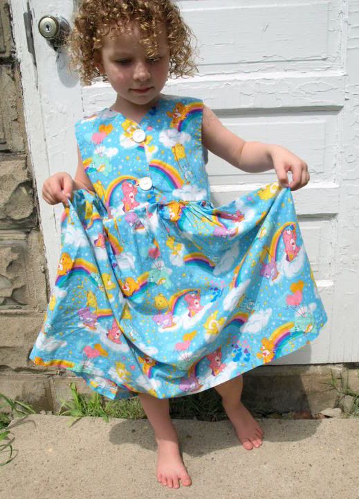 vintage DIY handmade CARE BEARS girls DRESS S 4/5/6  