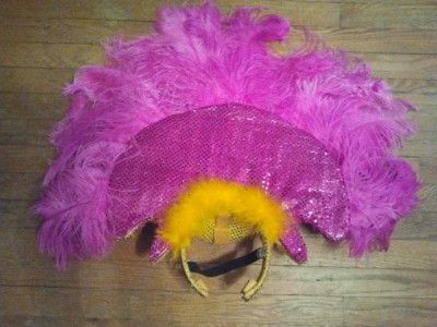 GUC Fuschia and Gold Headdress Samba, Passista, Carnival, Rio 