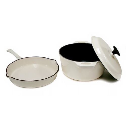 Piece Enamel Cast Iron Cream Cookware / Cooking Set,  