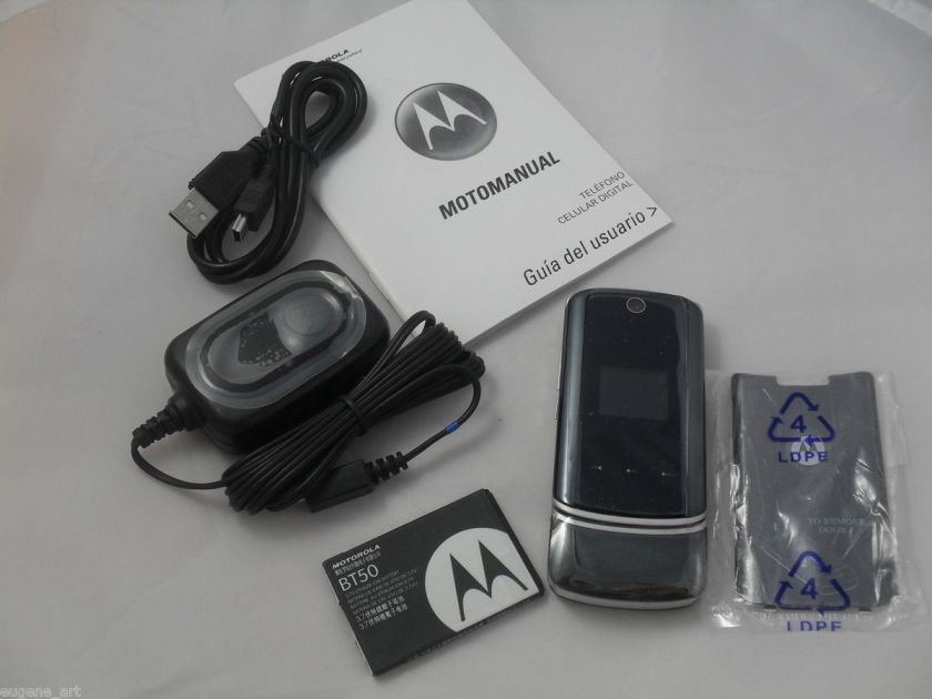 MOTOROLA MOTOKRZR K1M FLIP CELLPHONE DARK PEARL GREY CAMERA CDMA 1x 