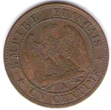 FRANCE COIN 1 CENTIME 1862 A XF+  