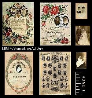 Doll House~Victorian WEDDING CERT.~ FAMILY TREE  