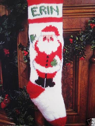 Knit Stocking,SANTAS GREETING,Knitting Pattern Only  