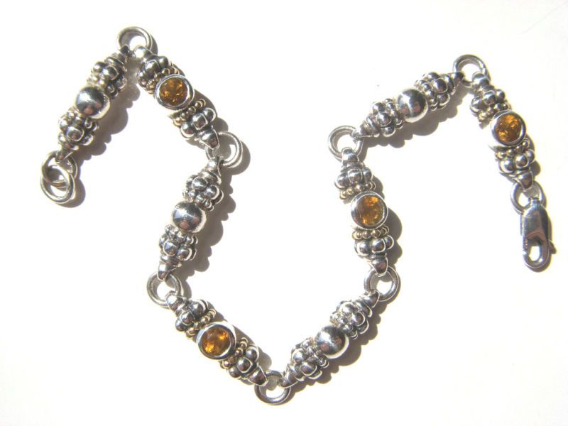 Lagos Caviar 18K Gold Sterling Silver Citrine Bracelet 7  