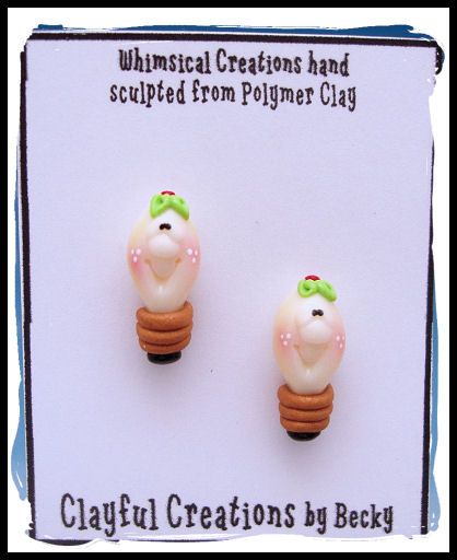 Beckys Polymer Clay   Glow Dark Xmas Lights Earrings,P  