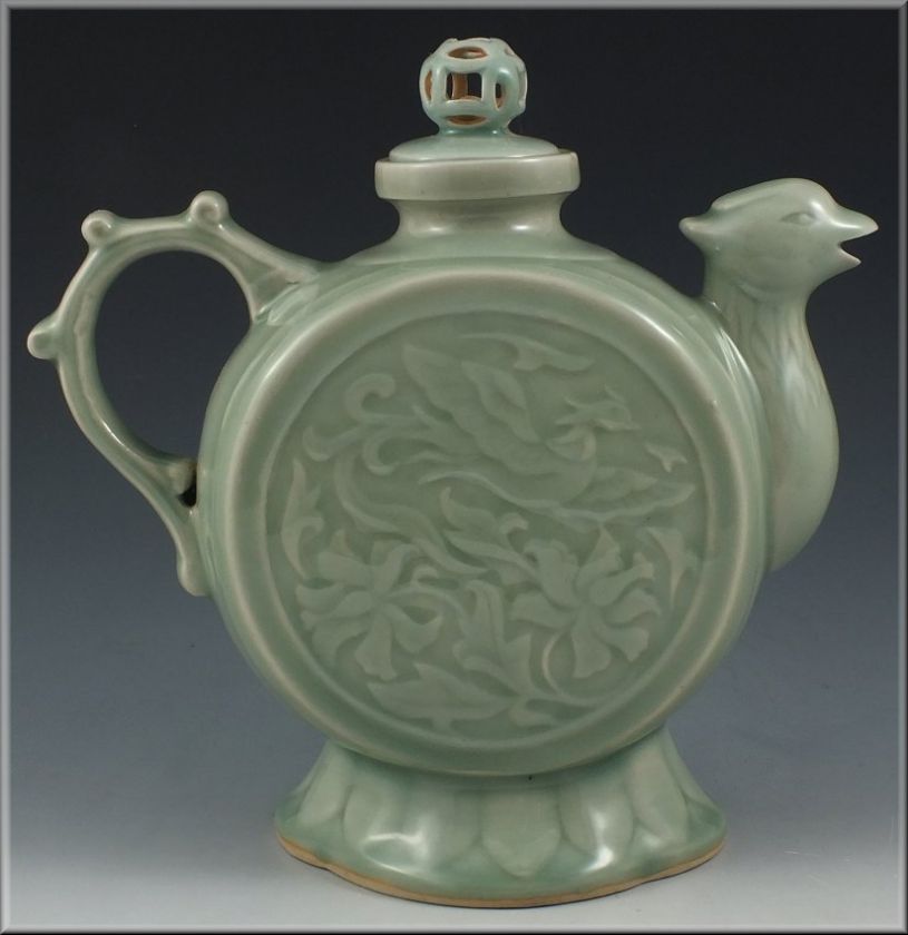 Wonderful Chinese Celadon Teapot w/ Figural Spout  