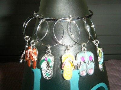 Set 6 Wine Charms Bracelet Bottle Martini Glass Drinks  