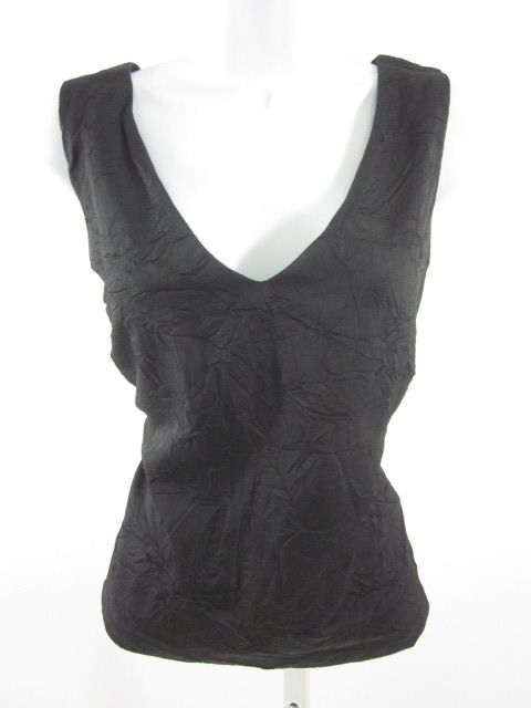 NICOLE MILLER Black Scrunched Sleeveless Shirt Sz XL  