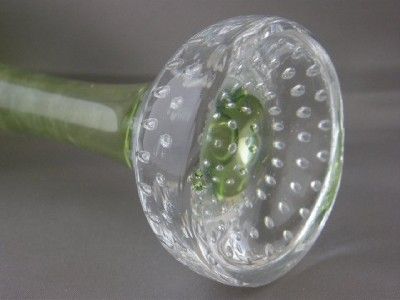 1960s ASEDA Glasbruk Sweden Green Bone Vase Jack in the Pulpit Art 