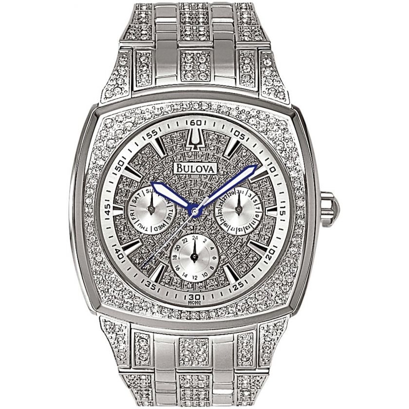 Bulova Mens Crystal Day Date Watch #96C002  