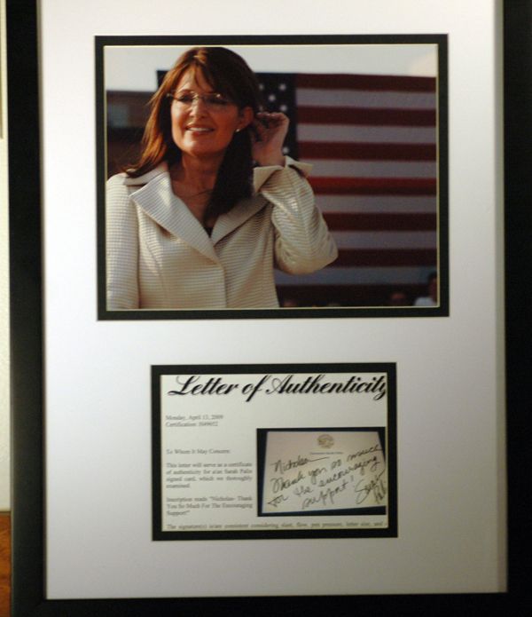 SARAH PALIN SIGNED AUTOGRAPH ALS LETTER FRAMED PSA LOA  