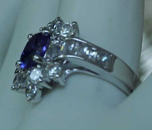 ESTATE style 4.45ctTW Oval cut Amethyst Simulated Cluster CZ Cocktail 