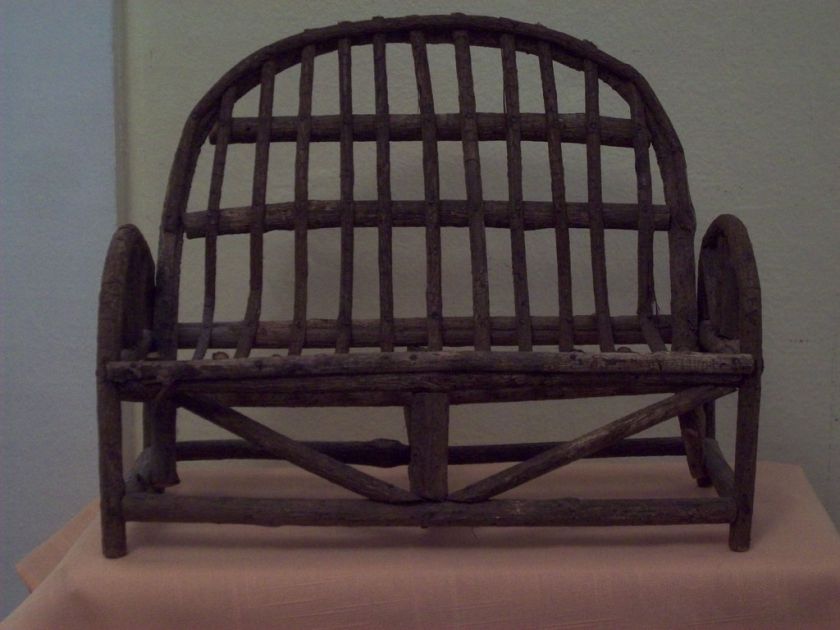 DOLL FURNITURE BENTWOOD BIRCH BENCH RUSTIC UNUSUAL  