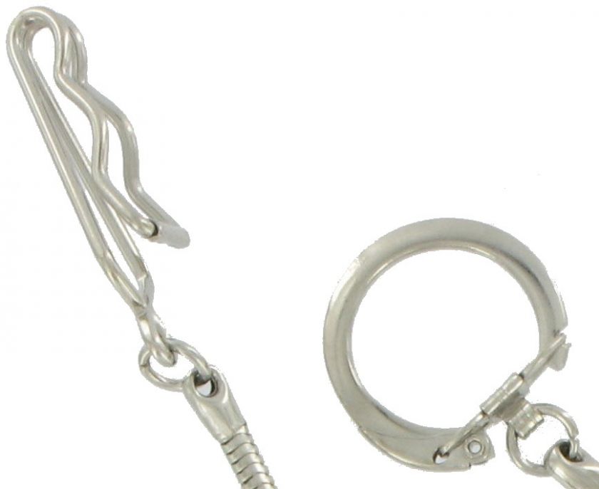 Silver RP Belt Hook Ring Keyring 16 Long Key Chain  