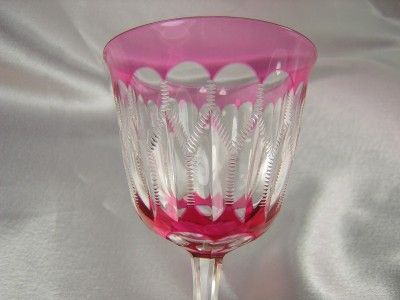   DORFLINGER? VAL ST LAMBERT? 2 TONED CRANBERRY ROSE CASED WINE GLASSES